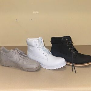 White Lace-Up Work Boots - Classic Lug Sole